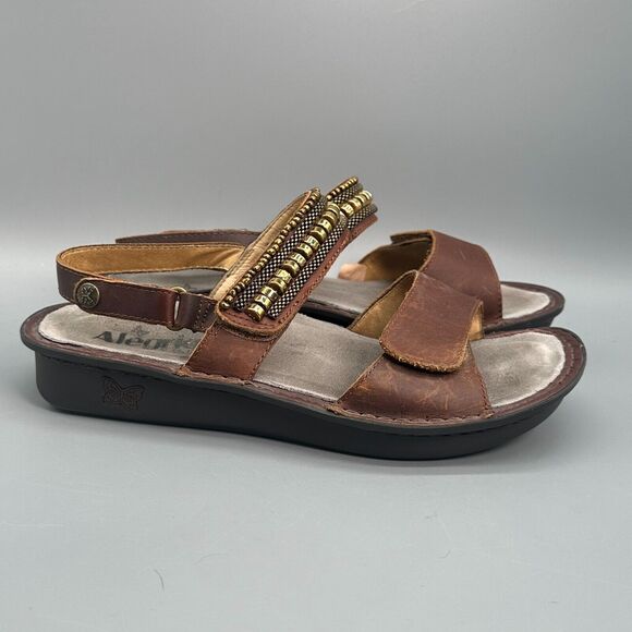 Alegria Shoes - Alegria Verona Hickory Chain Gang Women's 8.5 Brown Leather Comfort Sandals